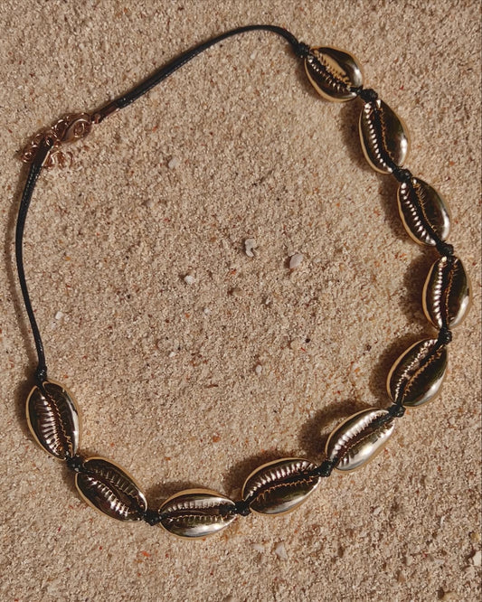 The Cowrie Choker-Black&Gold